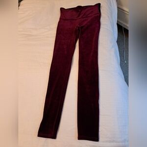 SPANX Velvet leggings Sz L Rich Burgundy Pull On High Waist stretch EUC